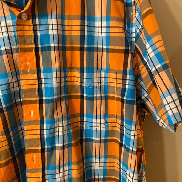 Club Room 3XL Men's buttondown SS Shirt, orange, blue, white color - Picture 4 of 5